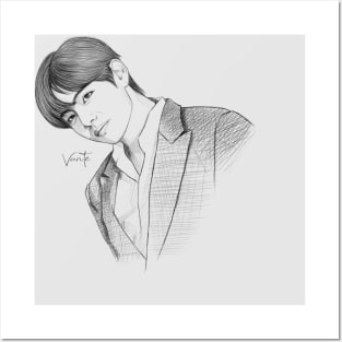 BTS V SKETCH WHITE BG Posters and Art